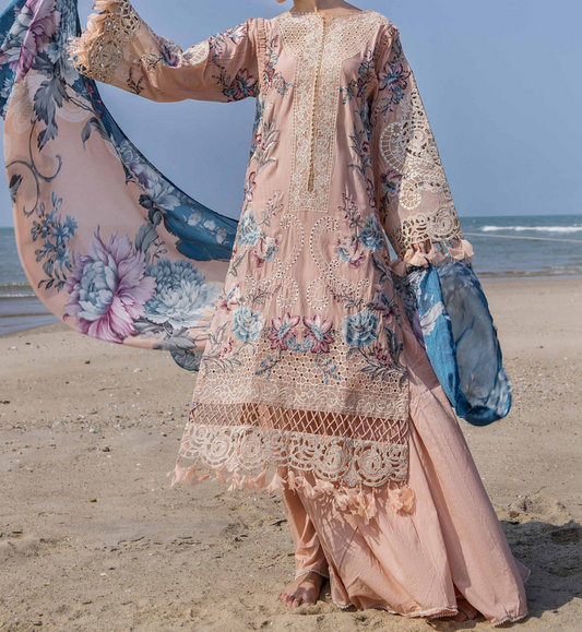 Embroidered Adans libas ocean Pakistani suit