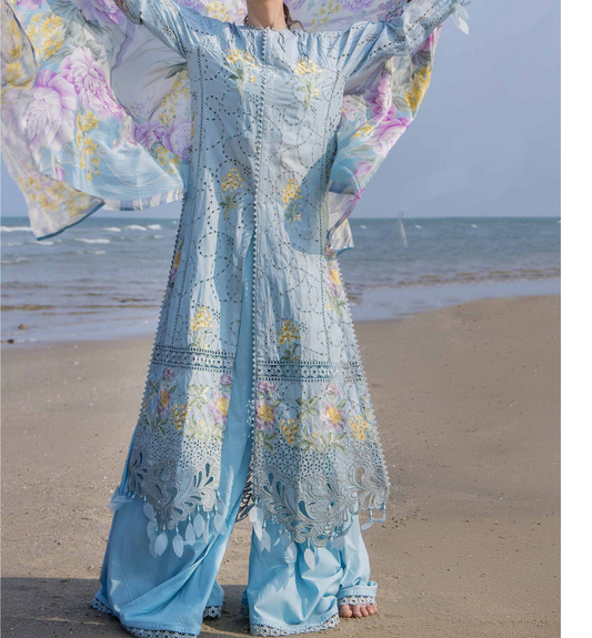 Embroidered Adans libas ocean Pakistani suit