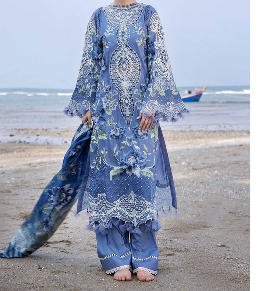 Embroidered Adans libas ocean Pakistani suit